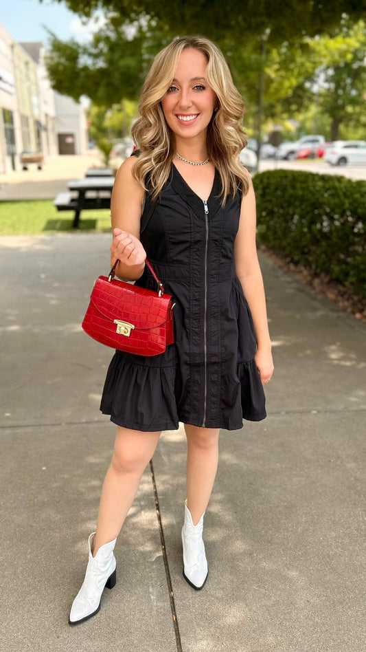 Zip Mini Dress - Black