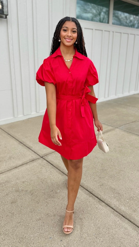Sofia Nelda Dress - Red