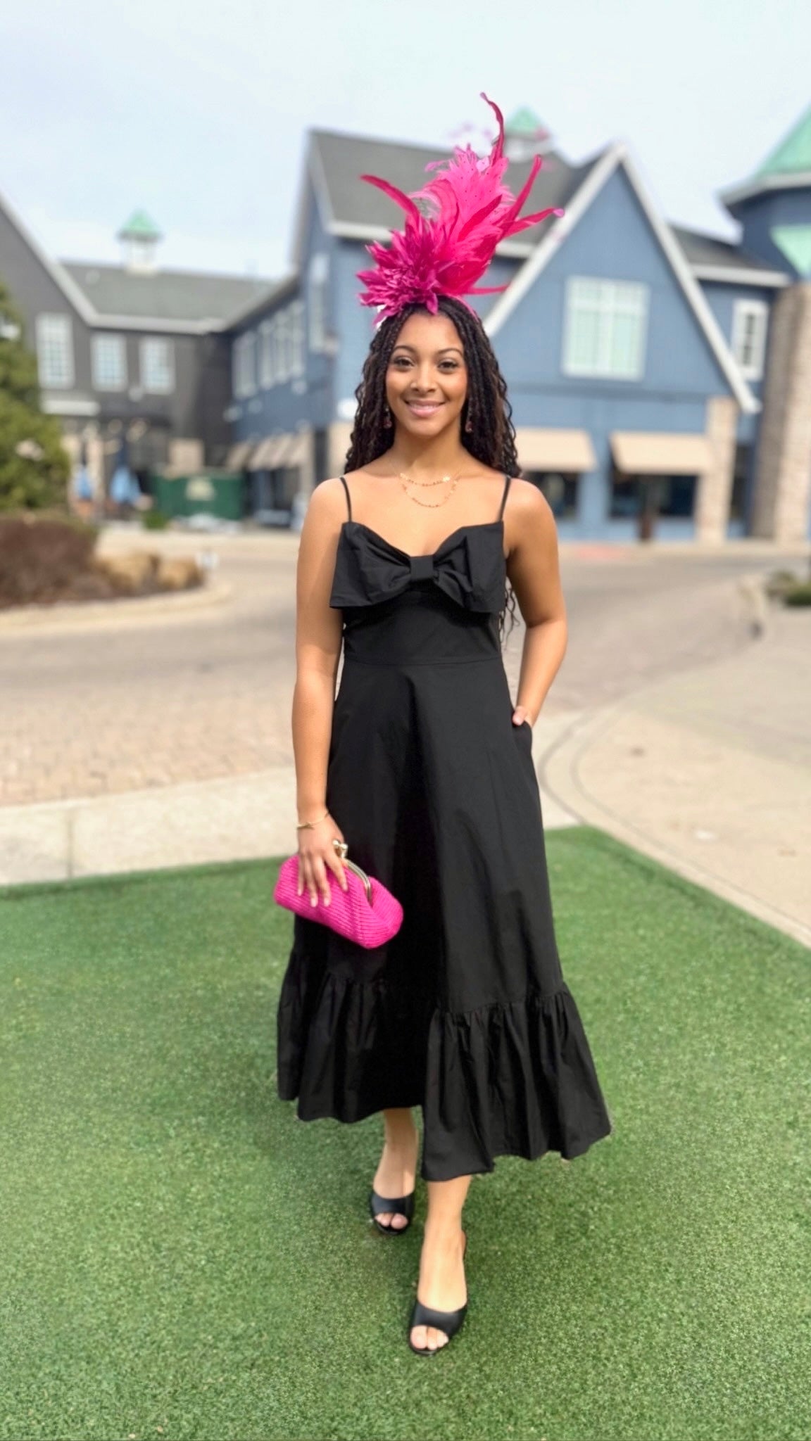 Millie Bow Midi Dress - Black