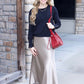 Sierra Satin Long Skirt - Gold
