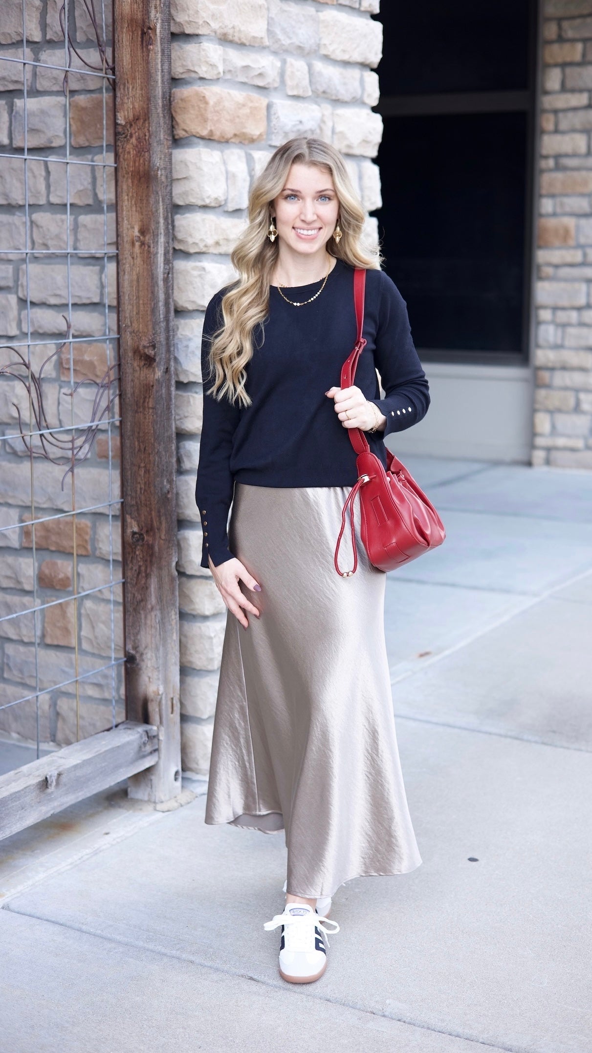 Sierra Satin Long Skirt - Gold