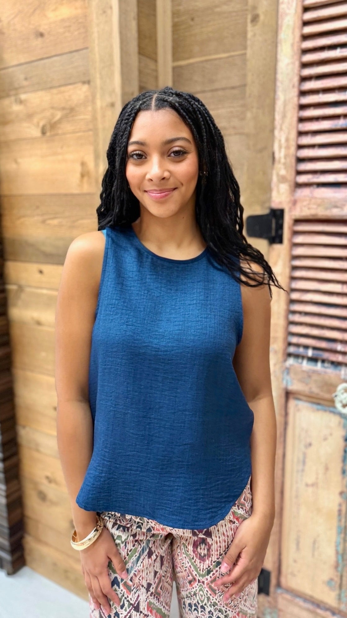 Joyce Sleeveless Top - Navy