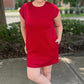 Quilted Queen T Shirt Dress - Scarlet