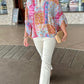 Dolman Sleeve Mixed Print Top - Blue