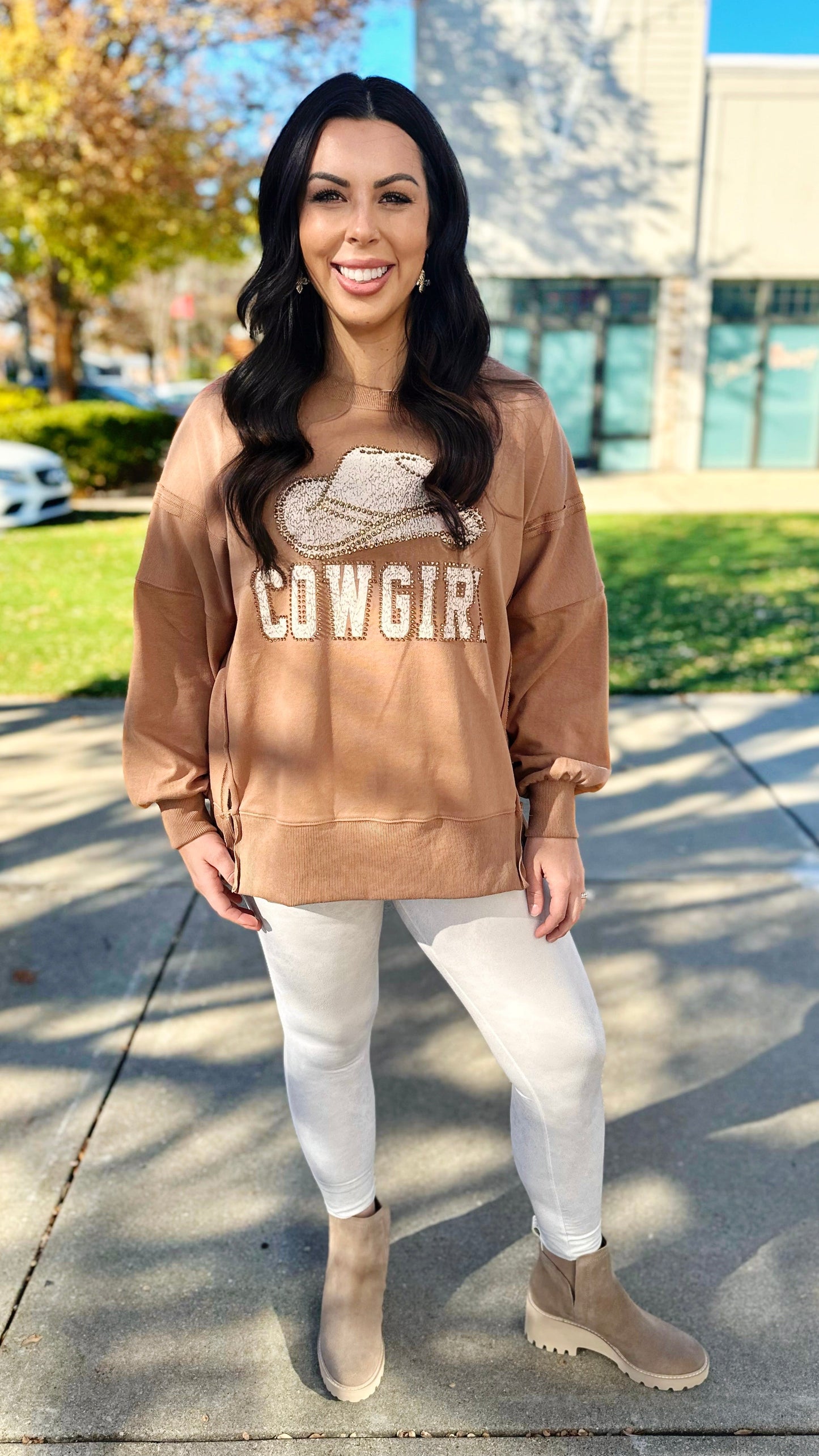 Cowgirl Cozy Side Slit Sweatshirt