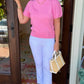 Genevieve Crochet Sweater - Bubble Gum
