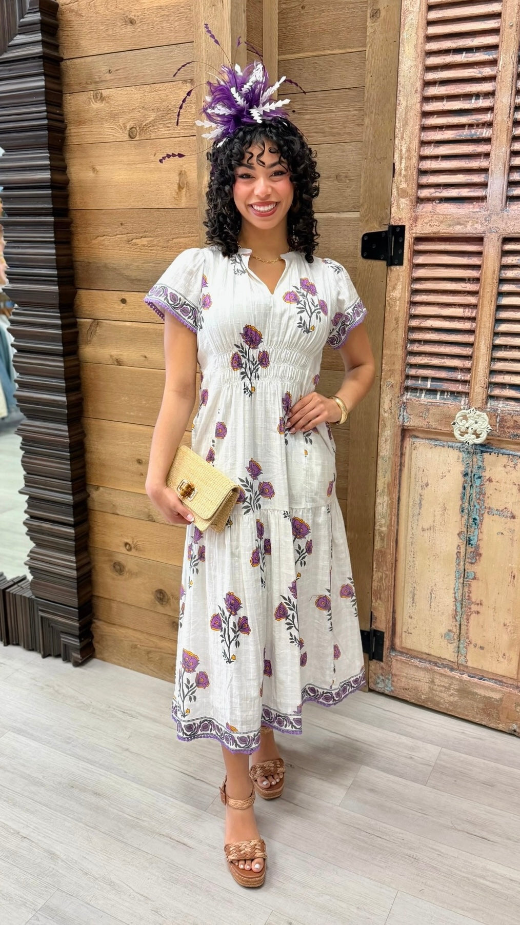 Uncle Frank Shirred Front Dress - White