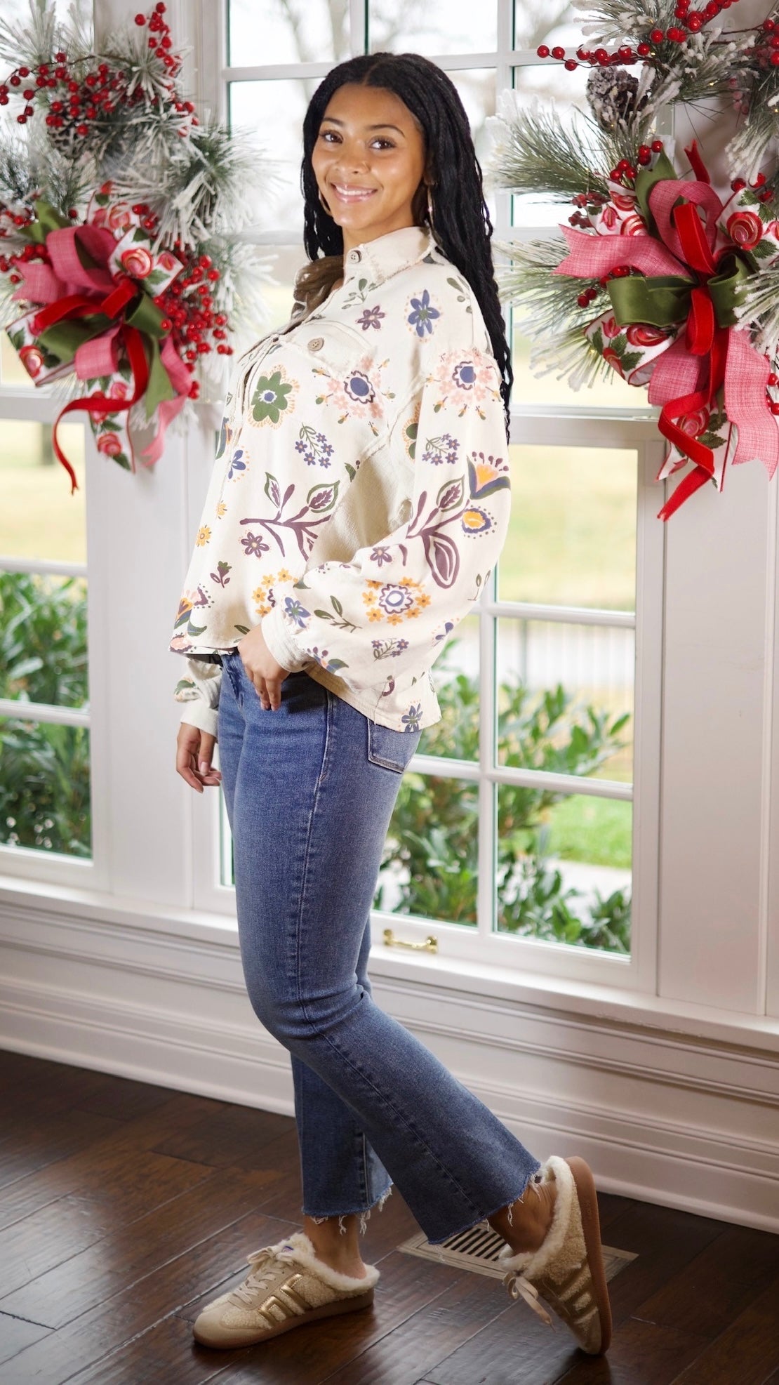 Ecru Floral Pullover