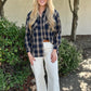 Annie Plaid Top - Navy