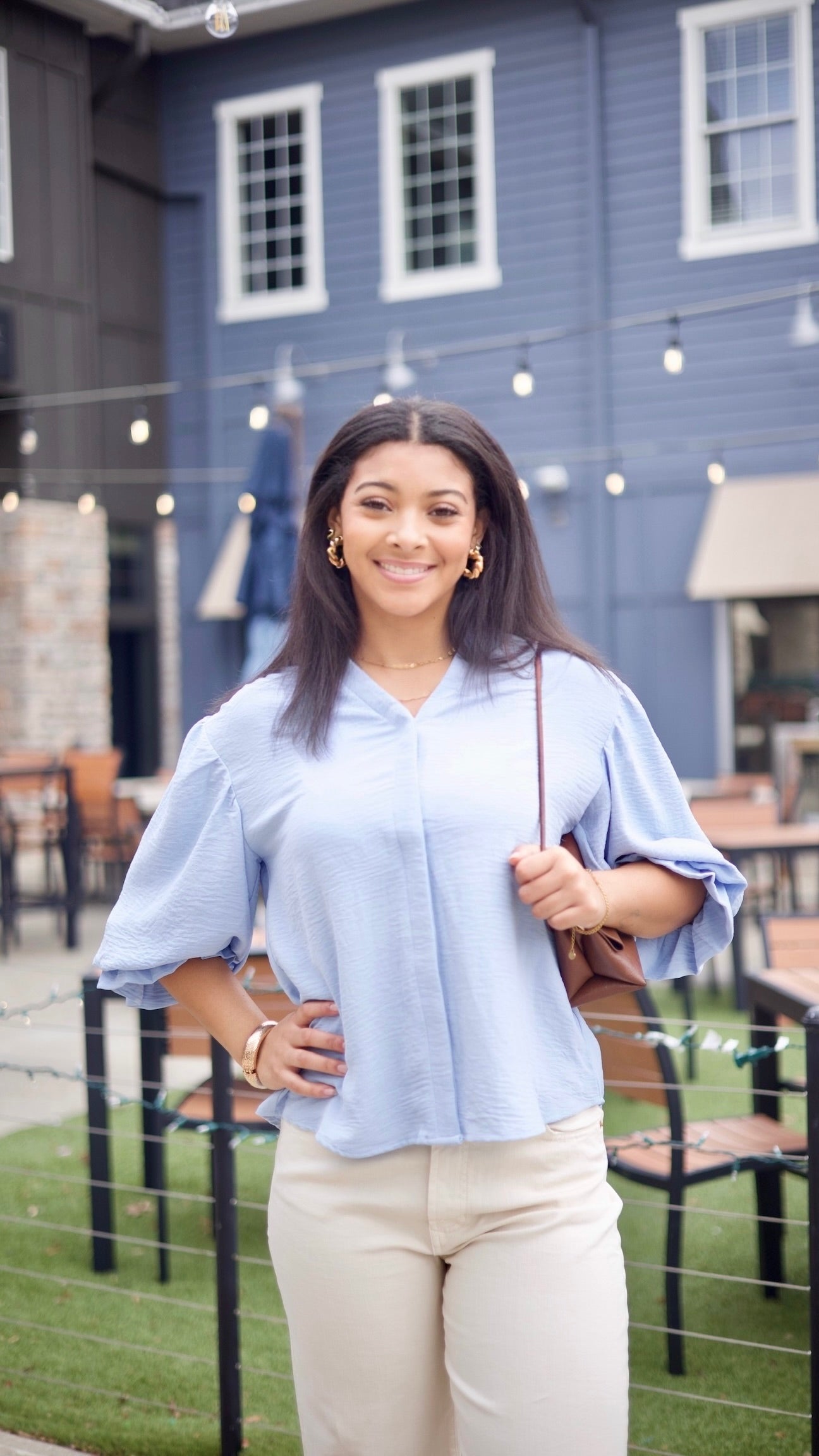 Sarah Button Up Blouse - Blue