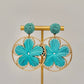 Raffia Flower Earrings - Turquoise