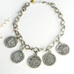 Matte Silver Coin Chain Link Necklace