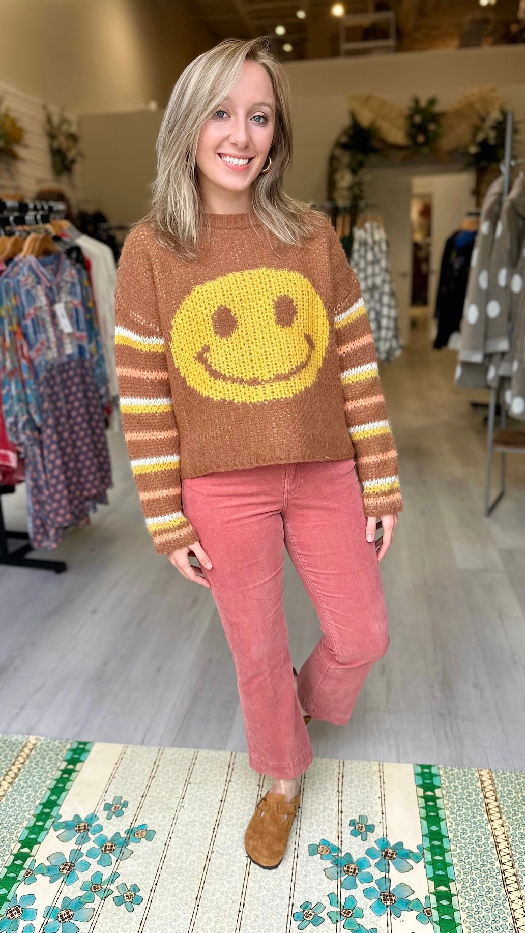 Soft Smiles Striped Sweater - Caramel