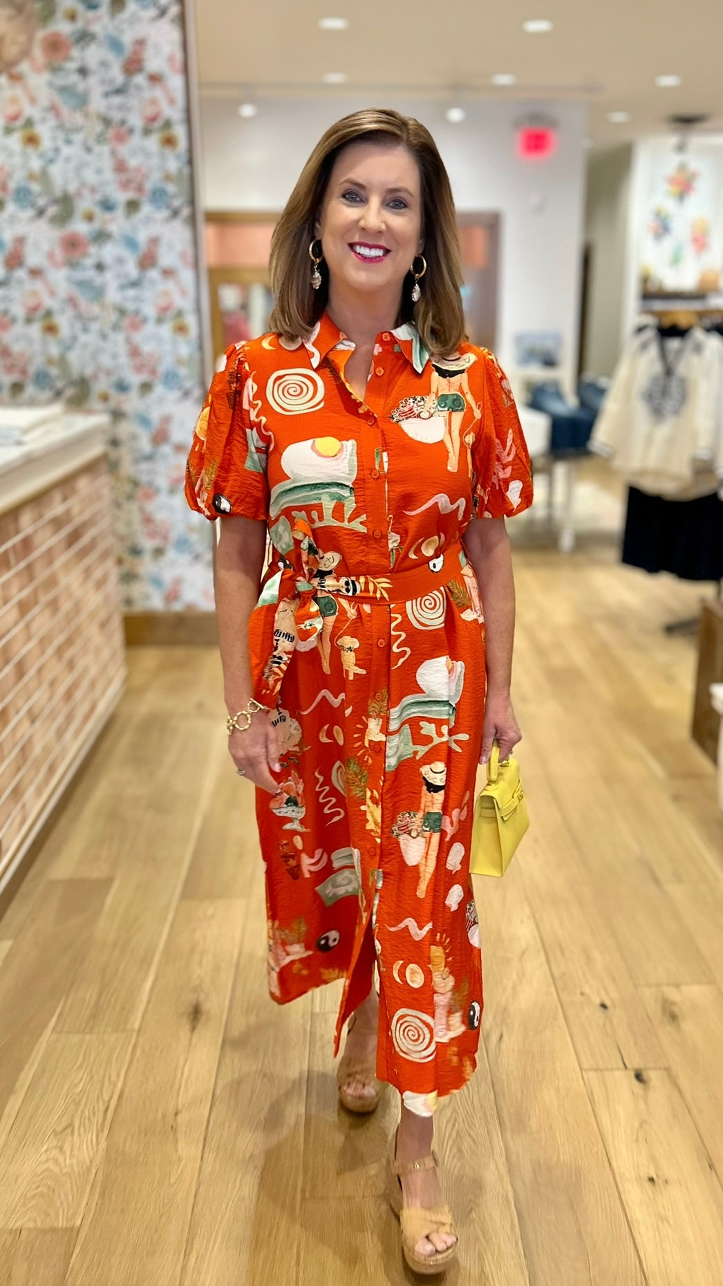 Maya Beach Belted Dress - Orange