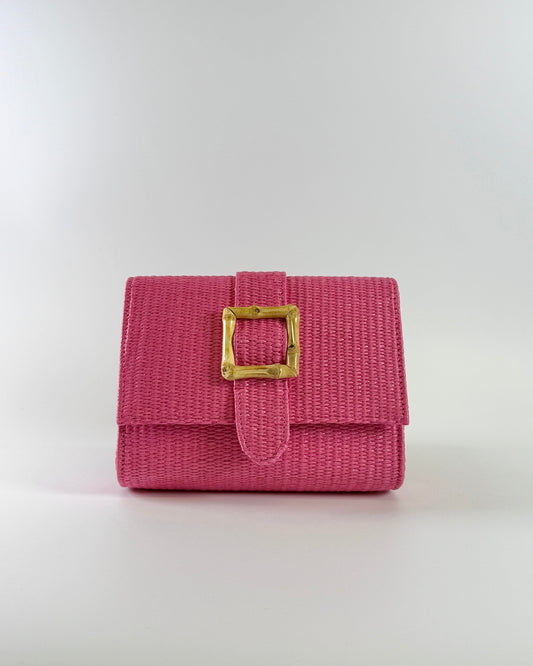 Lillie Straw Clutch Pink