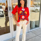 Lisa Floral Embroidered Top - Red