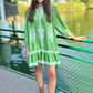 Abstract Floral Dress - Green