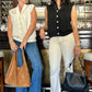 Penny Button Vest - Ivory