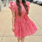 Feminine Florals Tie Waist Dress - Pink Mix