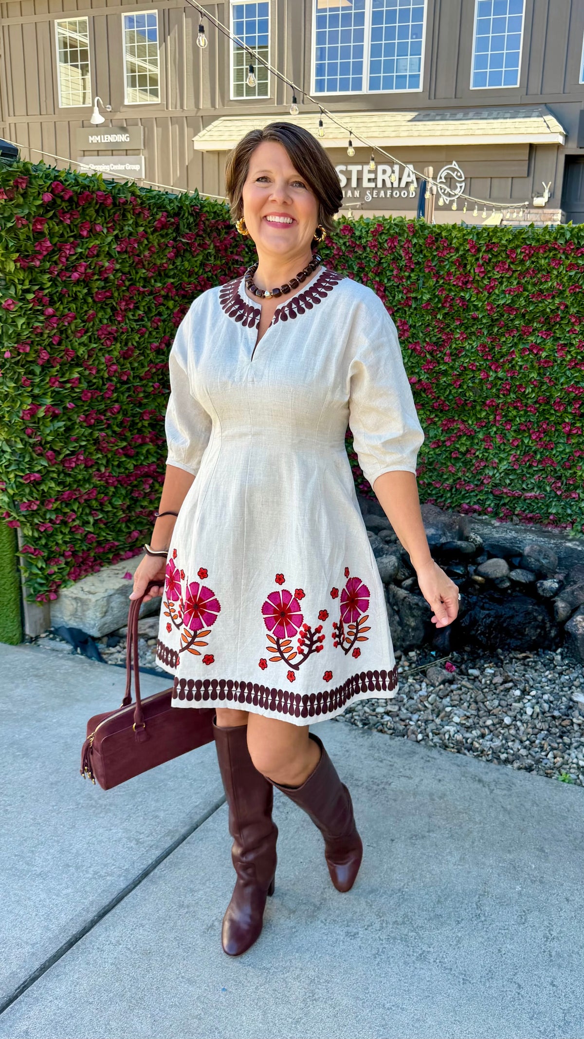 Uncle Frank Linen Border Embroidery Dress