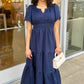 Nora Cinch Waist Dress - Navy