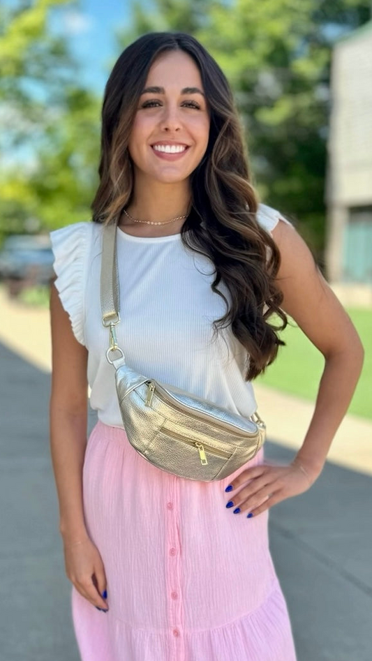 Michael Stars Yuki Flutter Sleeve Ribbed Tank - White