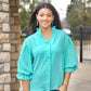 Sarah Button Up Blouse - Emerald