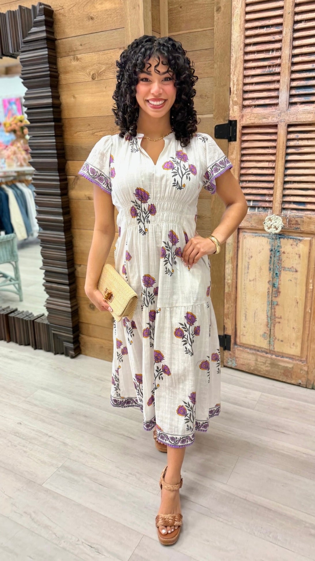 Uncle Frank Shirred Front Dress - White