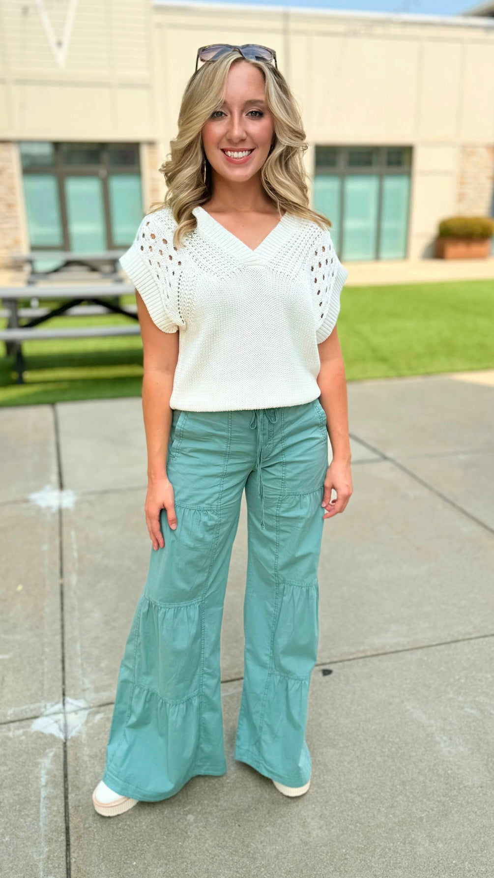 Wearables Terraced Wide Leg Pant - Teal