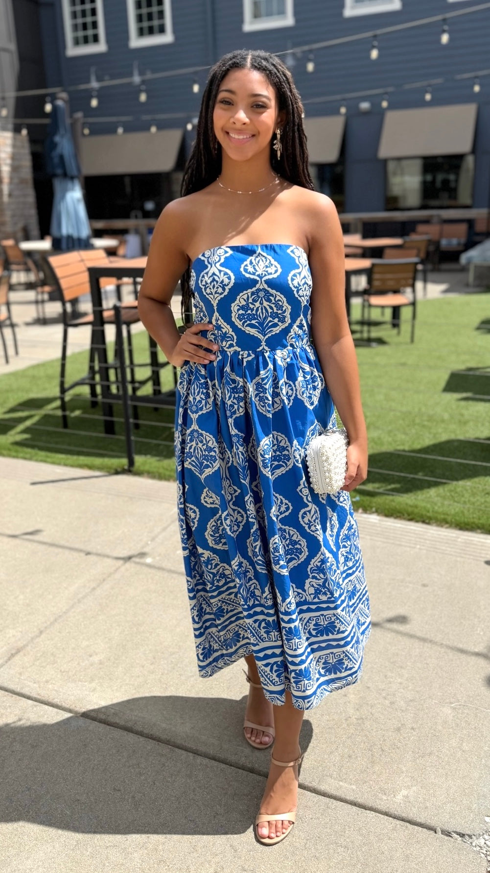 Lola Abstract Dress - Royal Blue