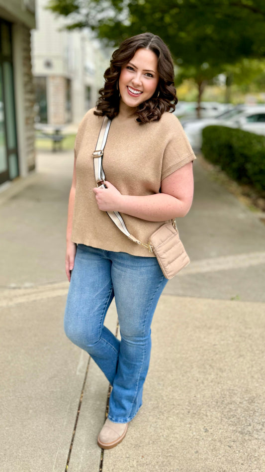 Classico Short Sleeve Sweater - Taupe