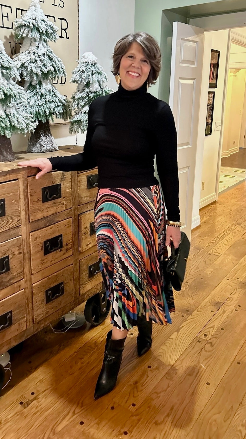 Emily Oil Paint Pleated Skirt - Multi