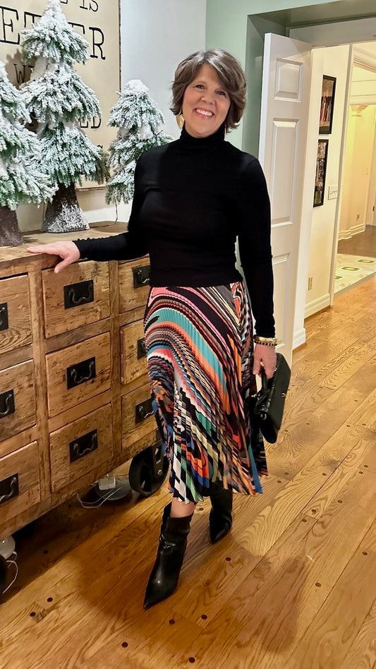 Emily Oil Paint Pleated Skirt - Multi