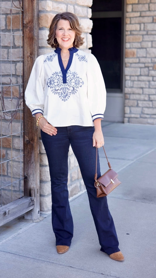Ingrid Embroidered Top - Ivory