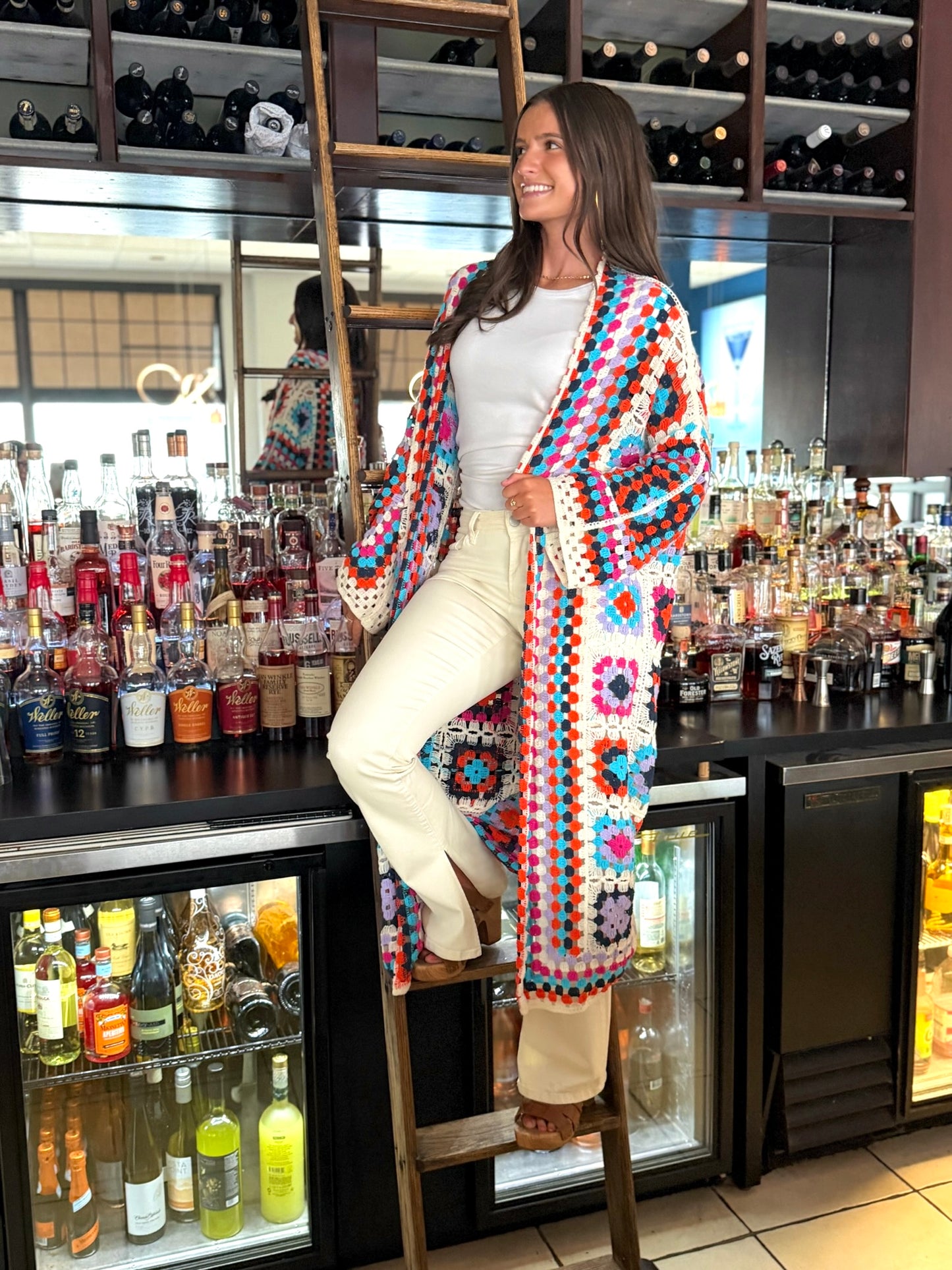 Zoe Crochet Cardigan - Ivory Multi