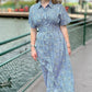 Melissa Floral Midi Dress - Navy and White