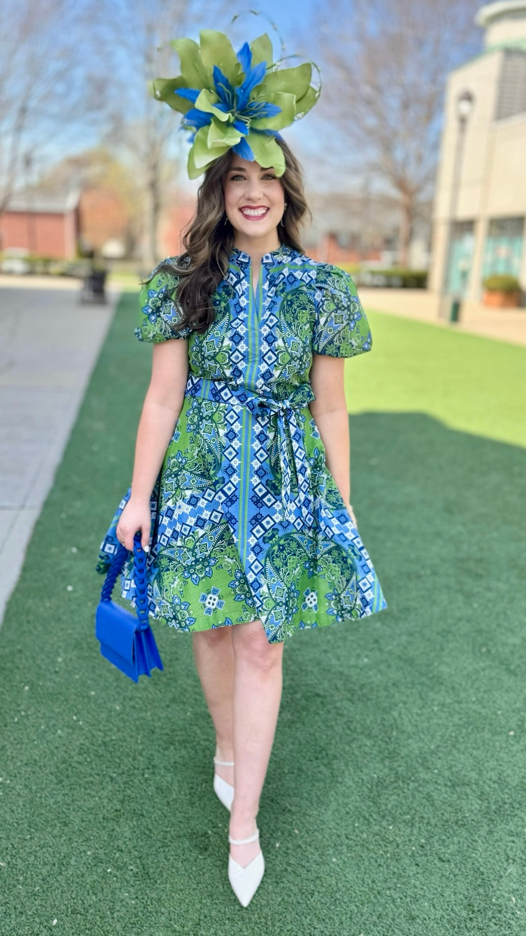 Jude Connally Paisley Dress - Bonita Scarf Cornflower