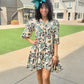 Laura Dress - Ecru/Navy