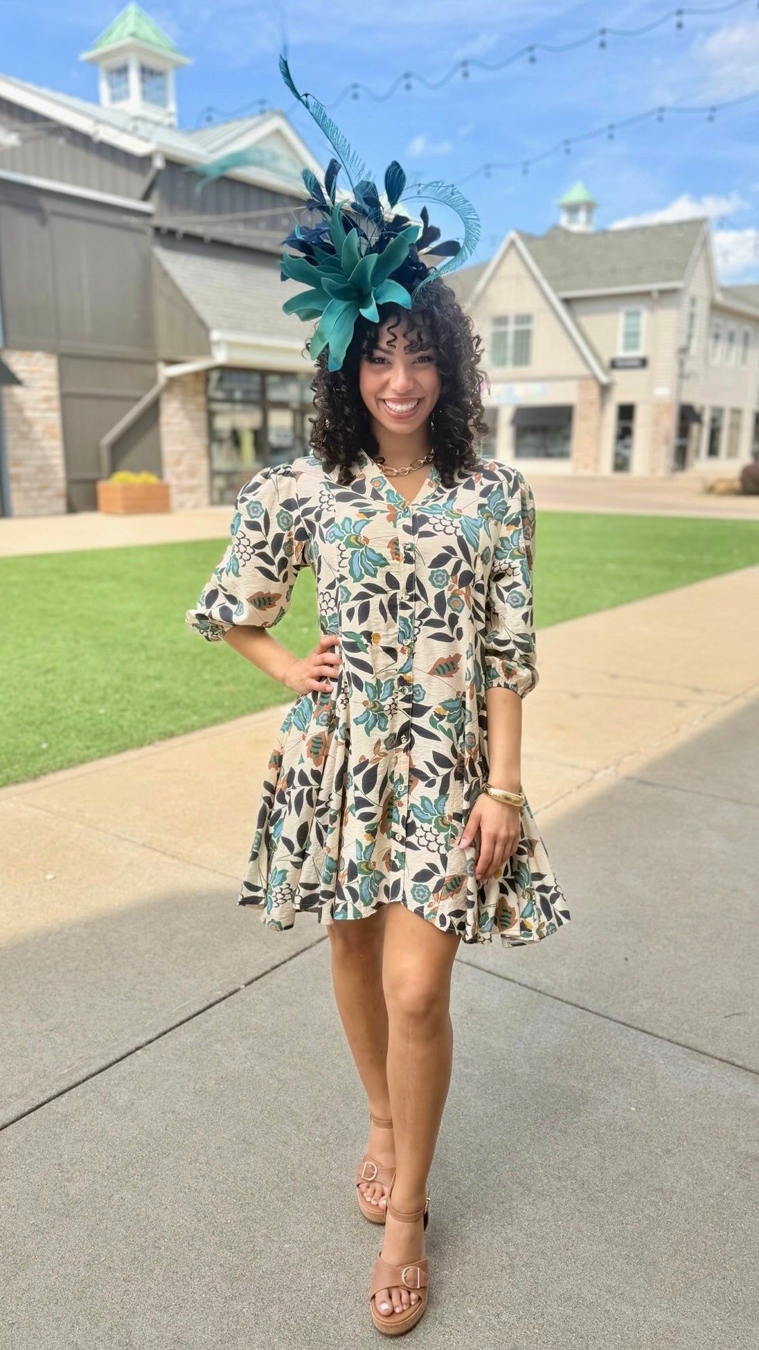 Laura Dress - Ecru/Navy