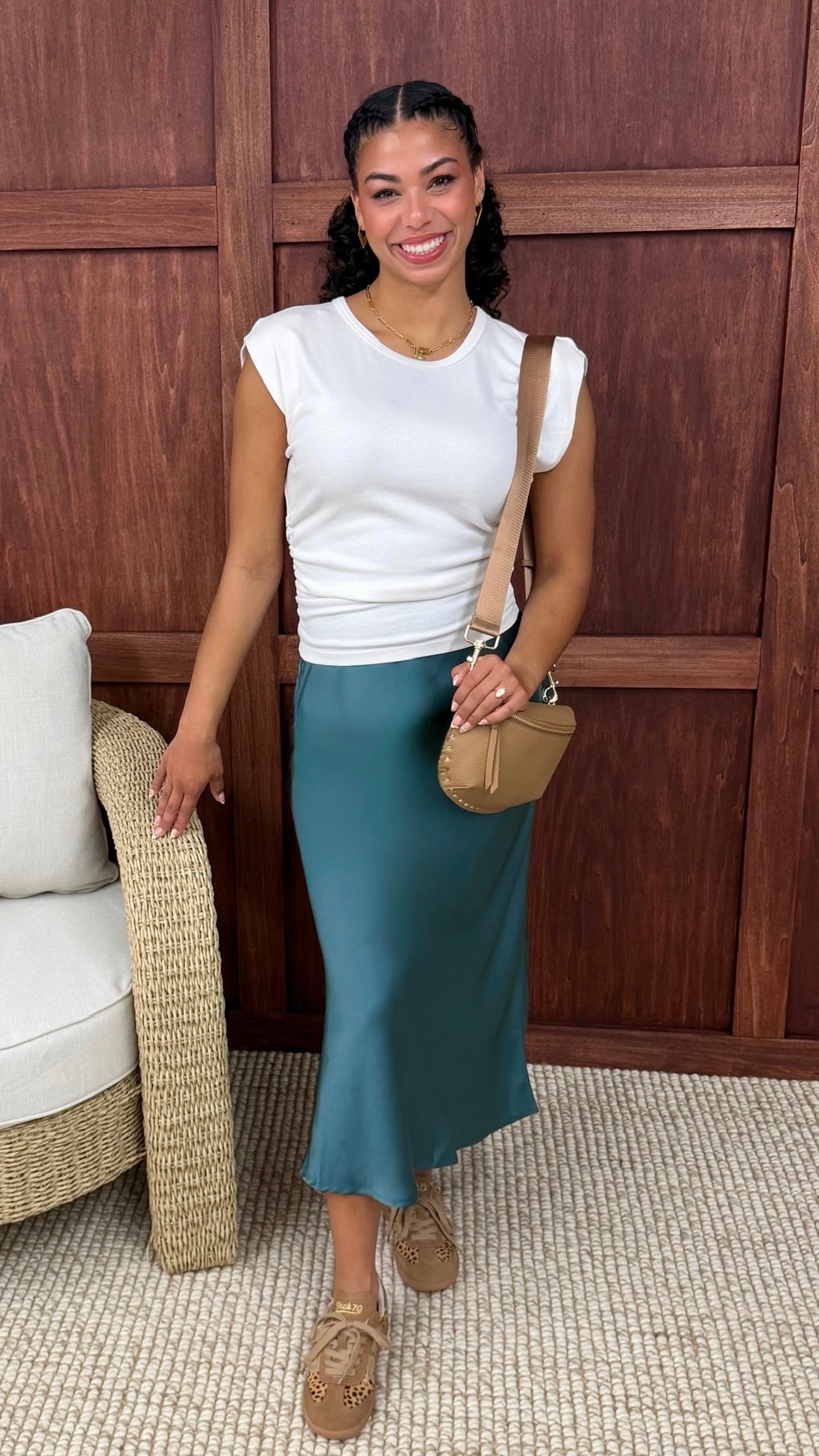 Aria Satin Maxi Skirt - Teal