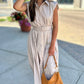 Blissful Belted Midi Dress - Taupe
