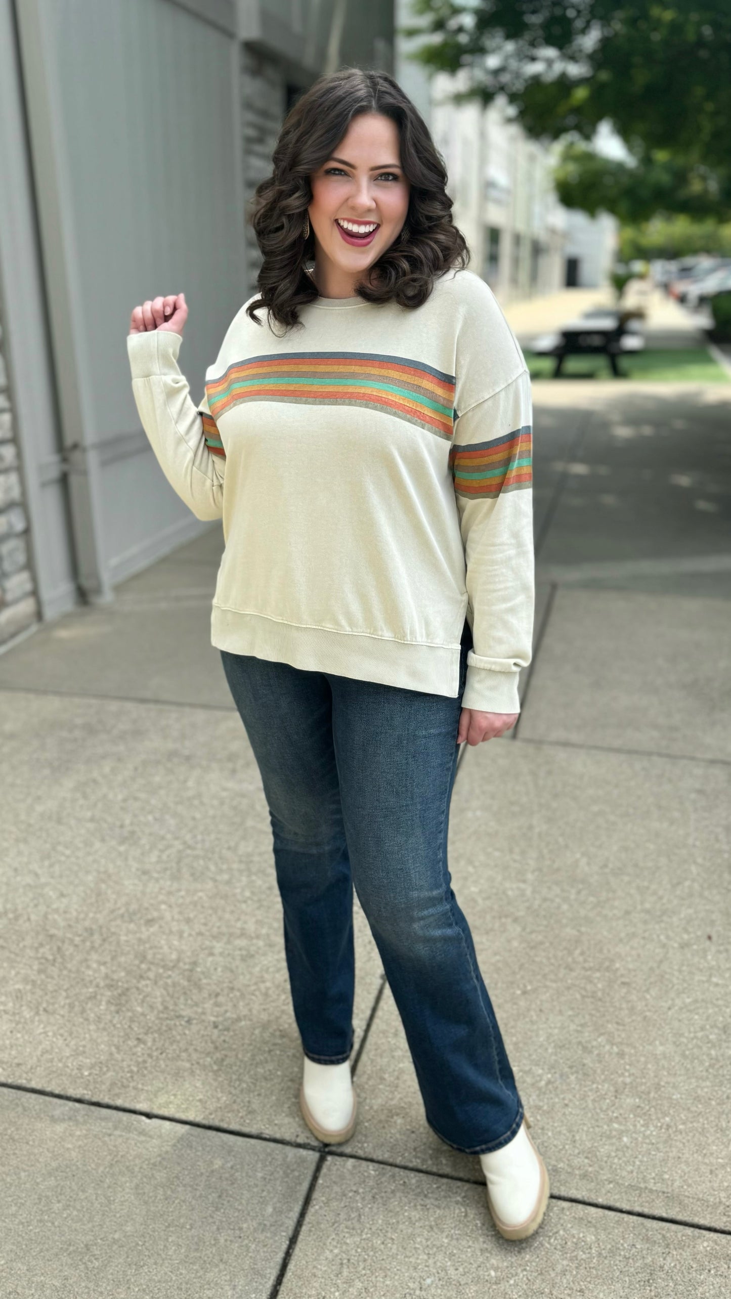 Retro Stripe Mineral Wash Sweatshirt