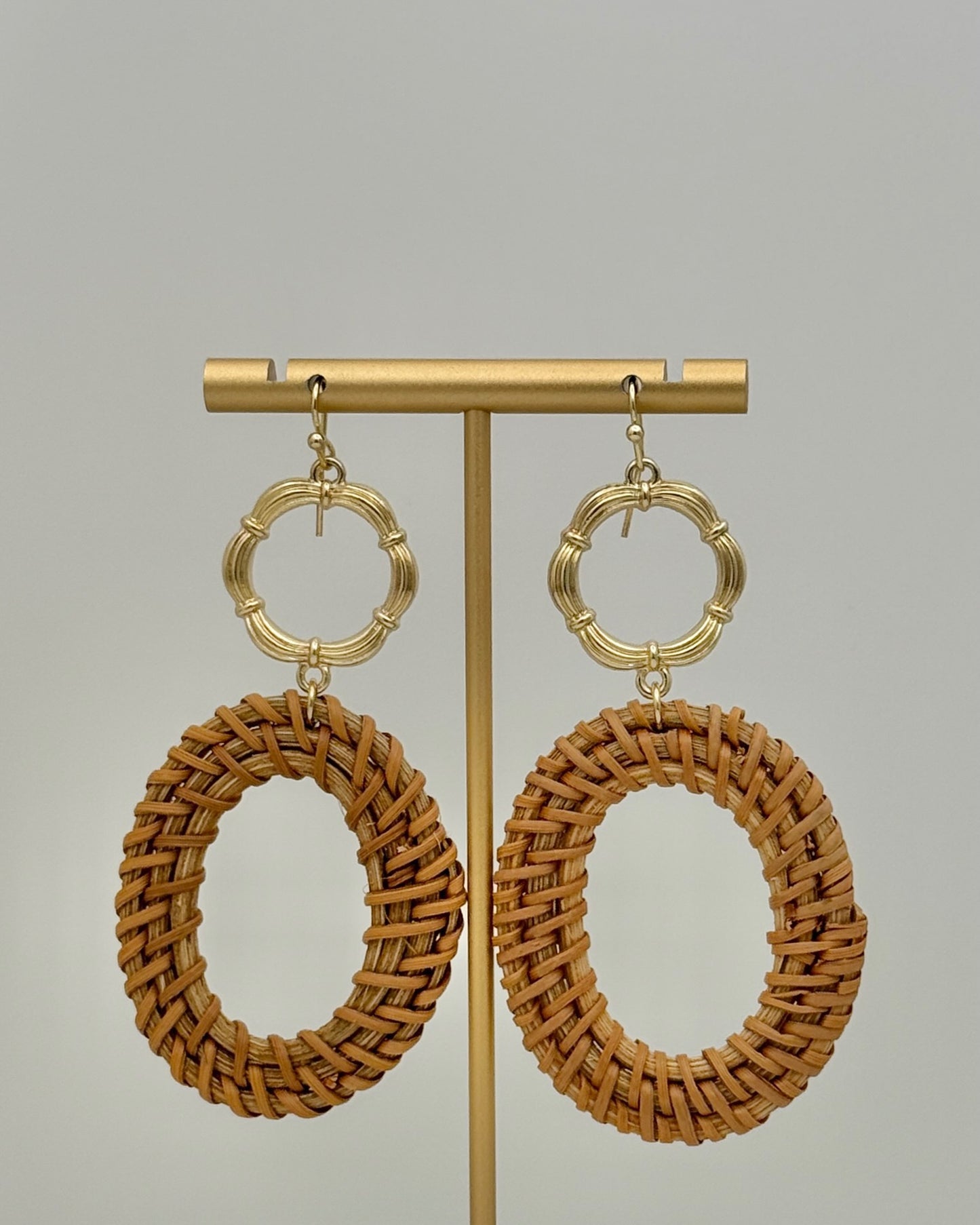 Oval Rattan Drop Earrings