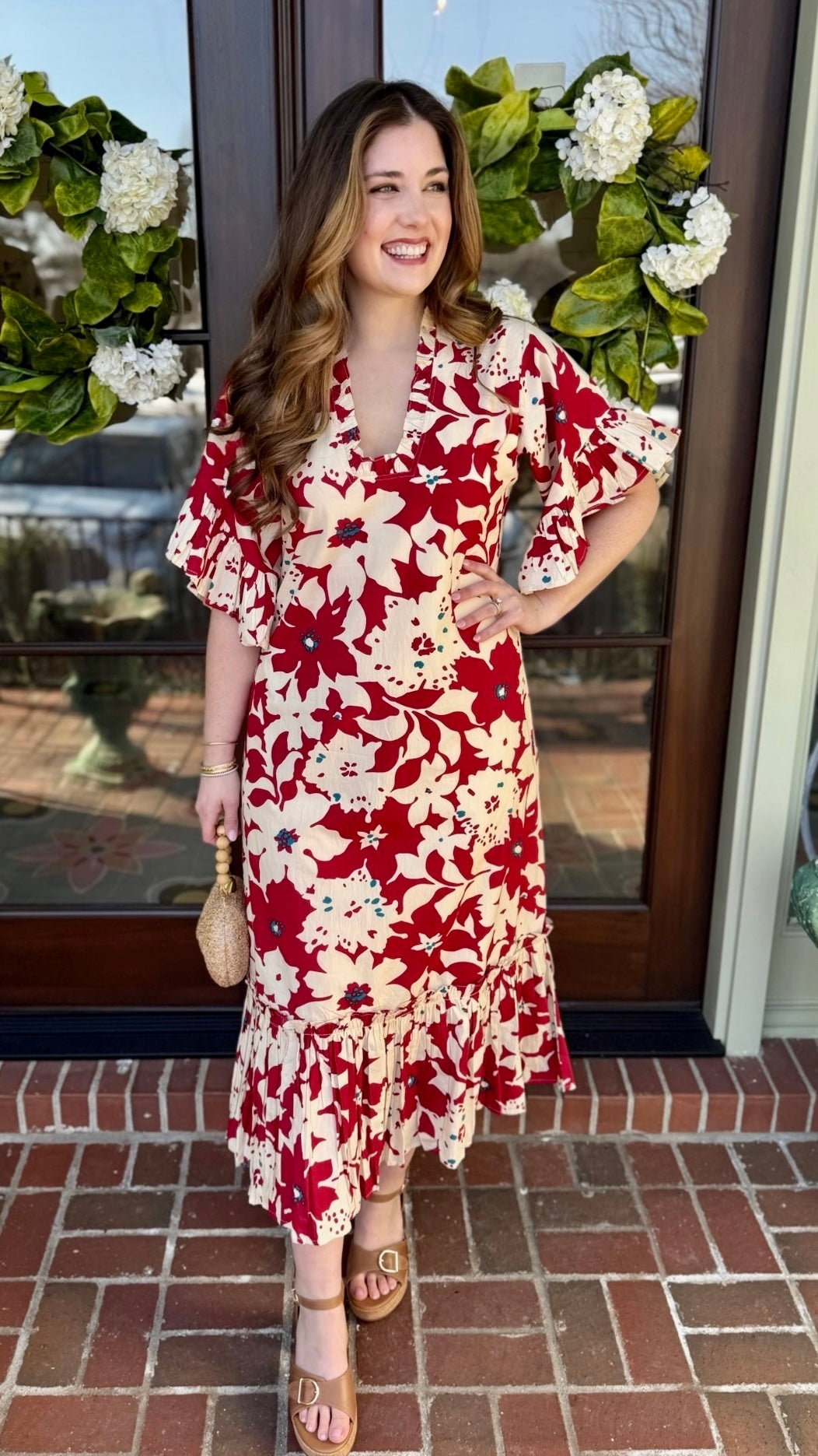 Soleil Floral Dress - Red