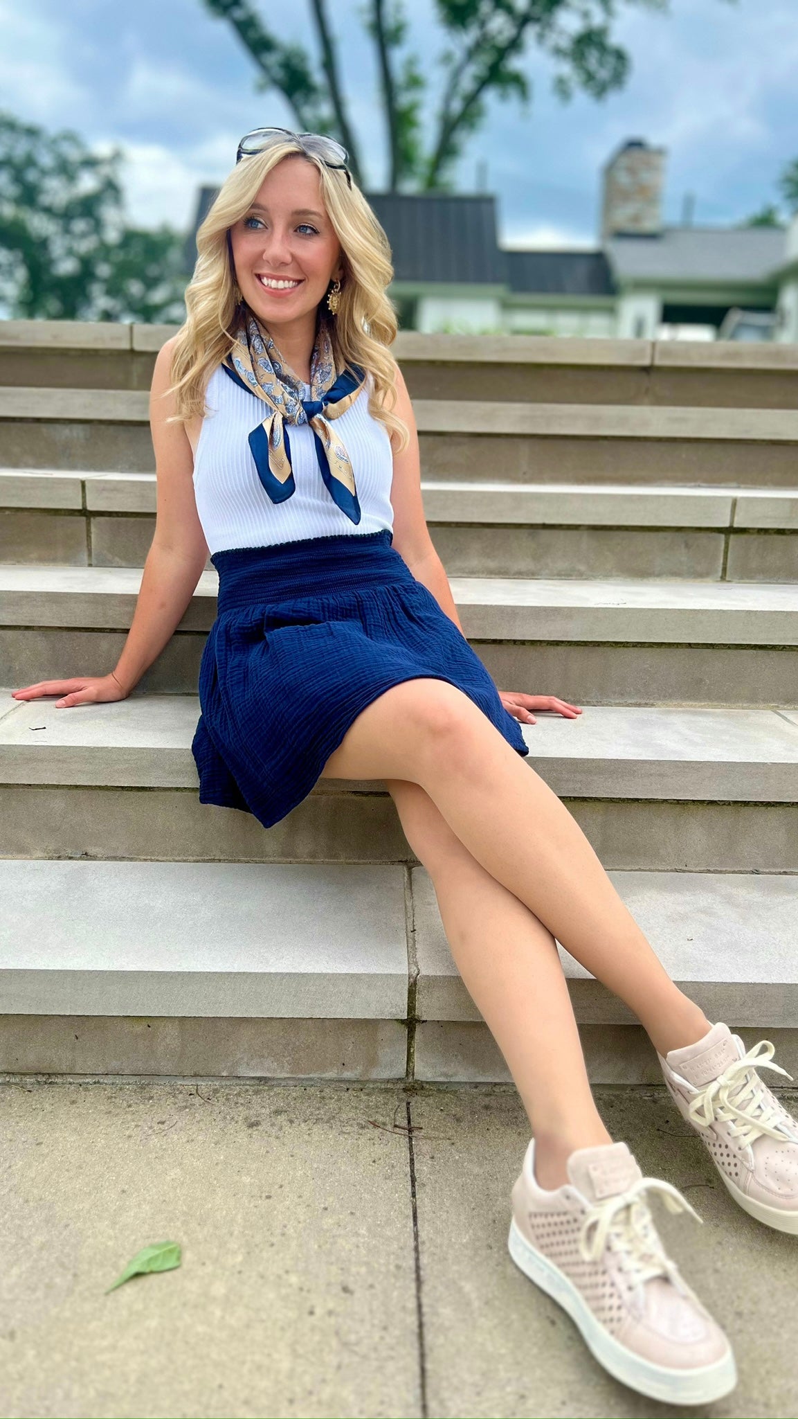 Michael Stars Havana Smocked Mini Skirt - Navy