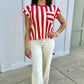 Kara Stripe Top - Red & White