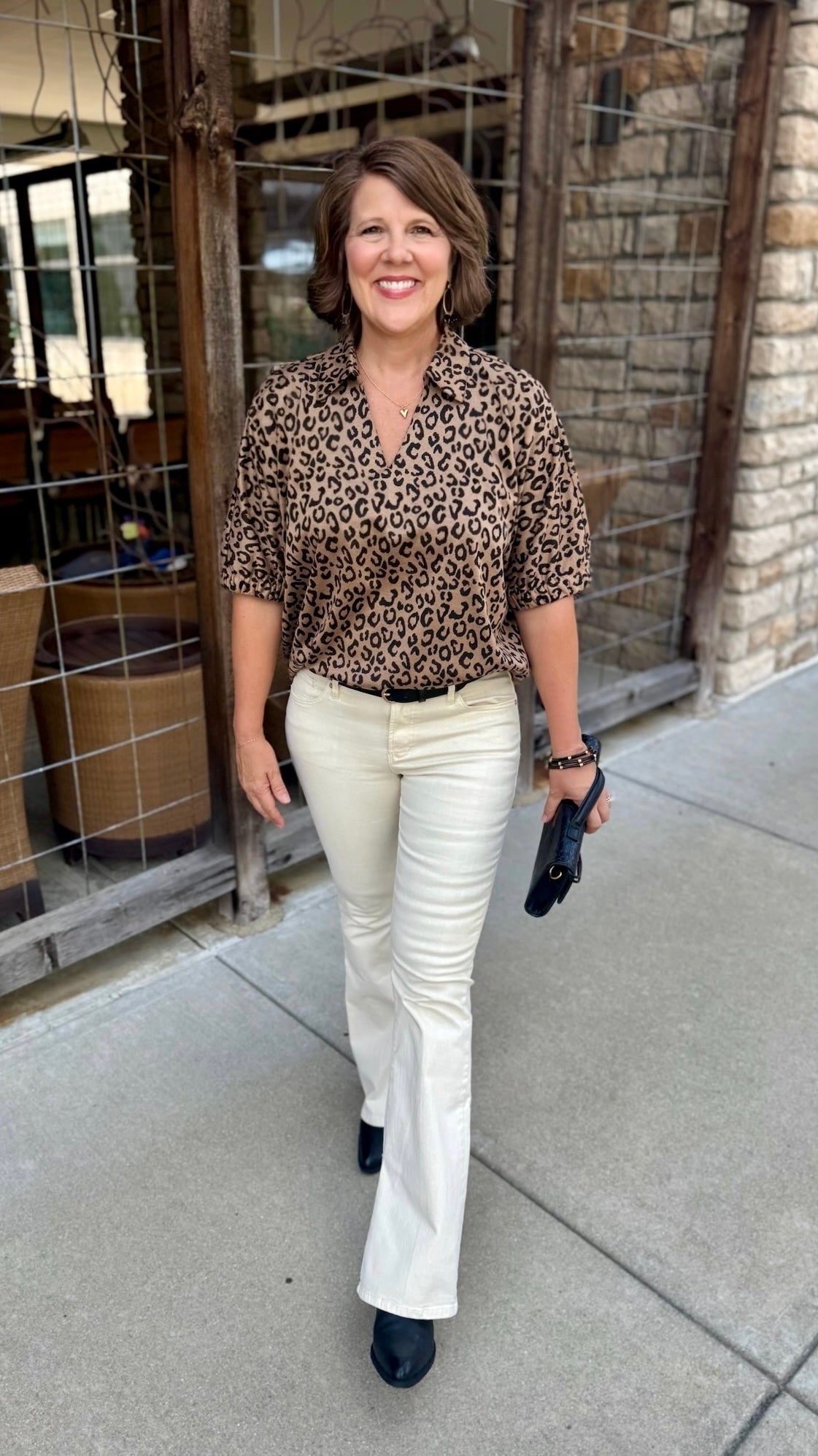 Dani Animal Print Dolman Sleeve Top - Toffee