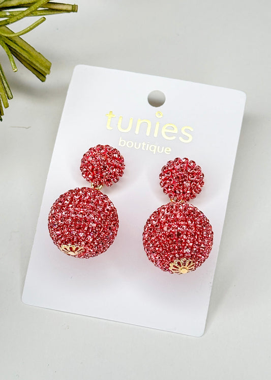 Precious Pink Crystal Ball Earrings