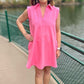 Lilian Ribbed Collard Dress - Pink