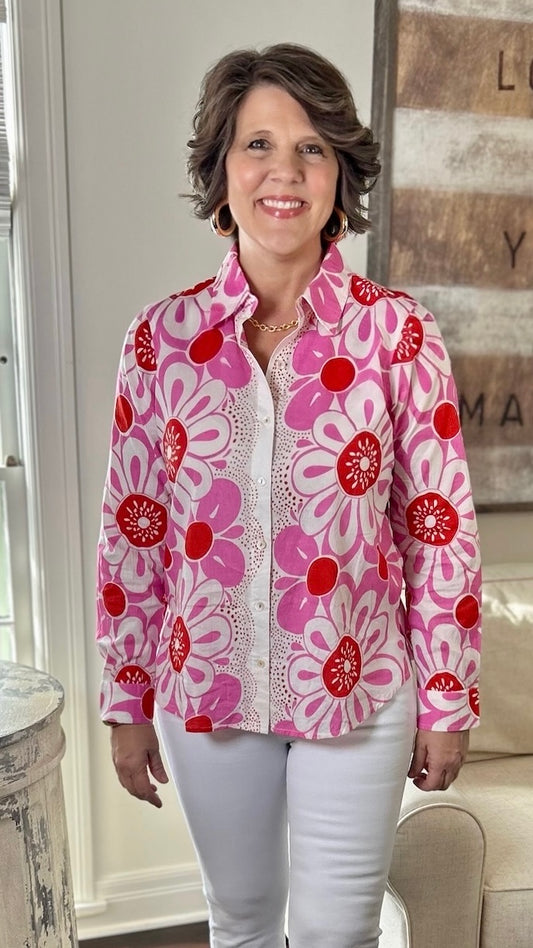 Ivy Jane Pop Flower Top - Pink